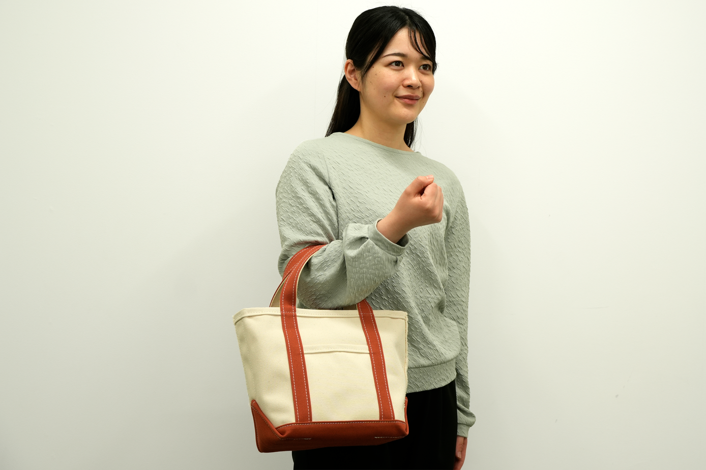 トートバック ファスナー付 Sサイズ（キナリ×レンガ）