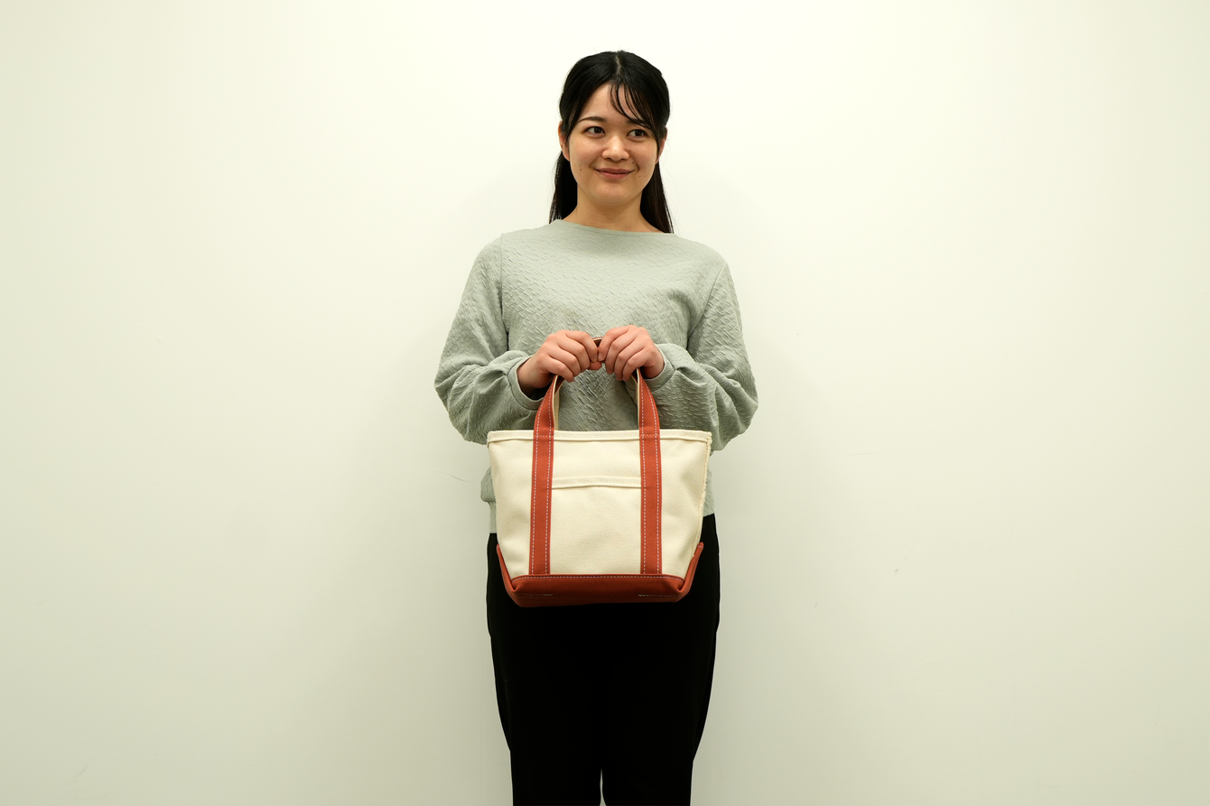トートバック ファスナー付 Sサイズ（キナリ×レンガ）